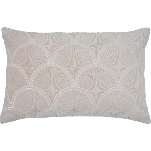Destiny Woven Cushion by TOV Furniture in white. Made from velvet in a coastal style.