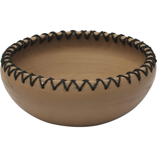 Souk Natural Terracotta Bowl by TOV Furniture in black, brown. Made from jute, terracotta in a unique style.
