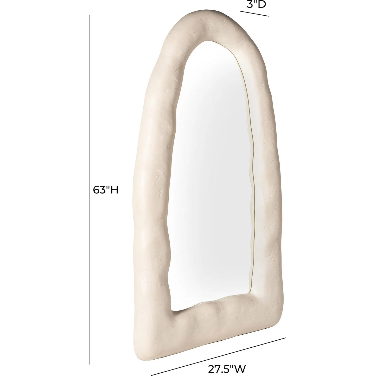 004 SI-2320934 | Additional Silo | Kaia Textured Small Floor Mirror by TOV Furniture in cream. Made from frp, glass in a modern style.