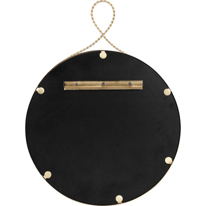 Ravina Braided Brass Round Wall Mirror by TOV Furniture in gold. Made from glass, iron, mdf in a transitional style.