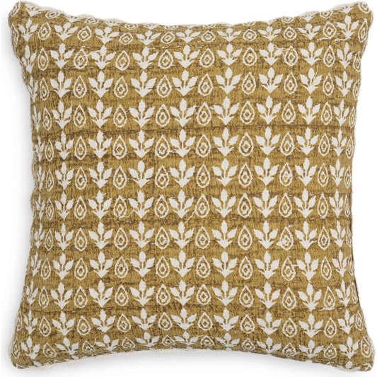 Harvest Printed Cotton 20 Inch Accent Cushion by TOV Furniture in yellow. Made from cotton in a unique style.