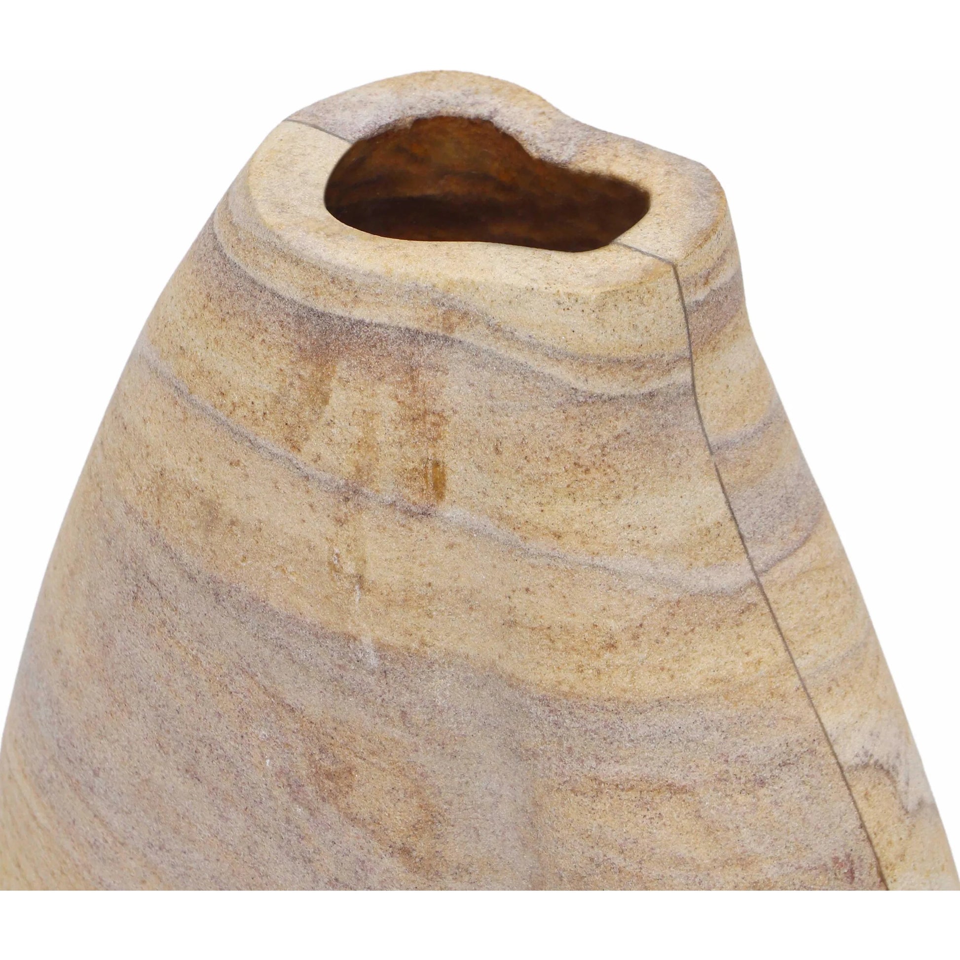 Saava Sandstone Curved Vase by TOV Furniture in natural. Made from stone in a unique style.
