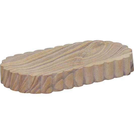 Kira Sandstone Tray by TOV Furniture in natural. Made from stone in a unique style.