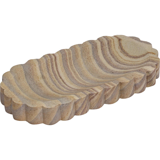 Kira Sandstone Tray by TOV Furniture in natural. Made from stone in a unique style.