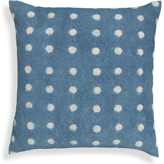 Dots Cotton Square Accent Pillow by TOV Furniture in indigo. Made from cotton, polyester, rayon in a unique style.