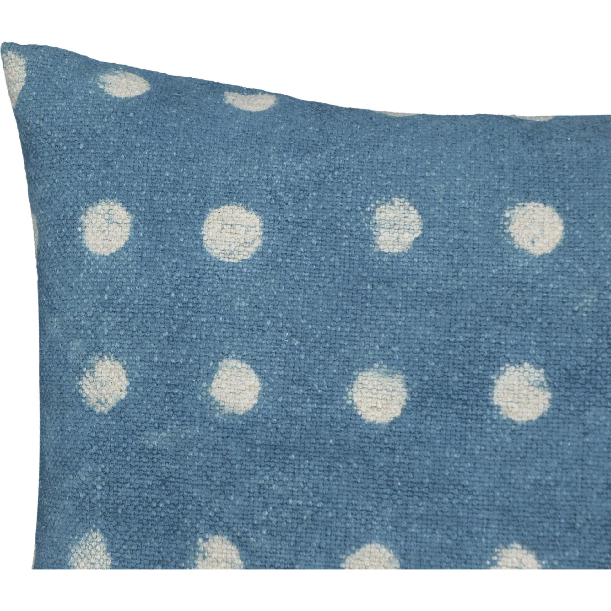 Dots Cotton Square Accent Pillow by TOV Furniture in indigo. Made from cotton, polyester, rayon in a eclectic & global style.