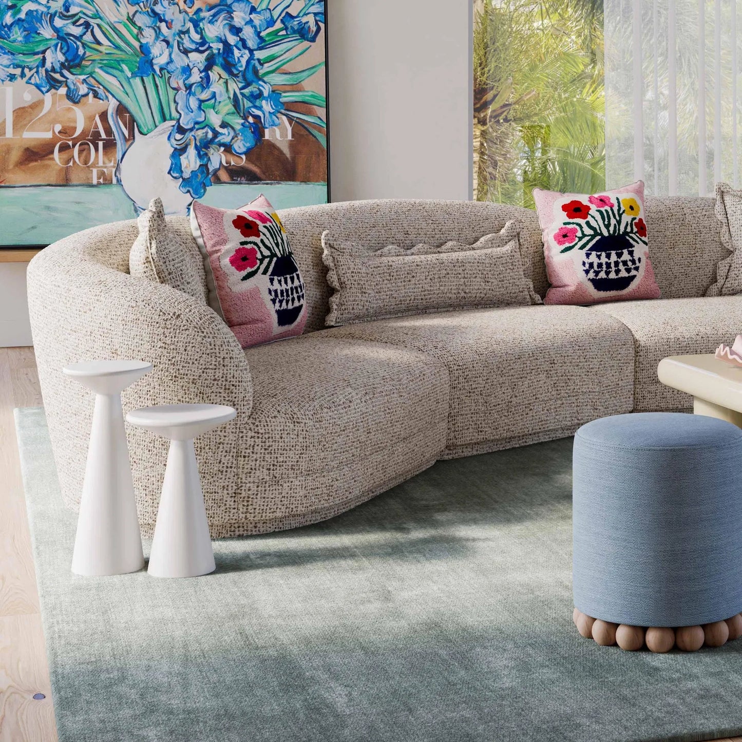 001 SI-2320827 | Lifestyle | Blossom Tufted Cotton Square Accent Pillow by TOV Furniture in multi. Made from cotton, polyester in a eclectic & global style.