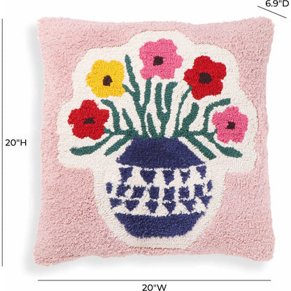Blossom Tufted Cotton Square Accent Pillow by TOV Furniture in multi. Made from cotton, polyester in a eclectic & global style.