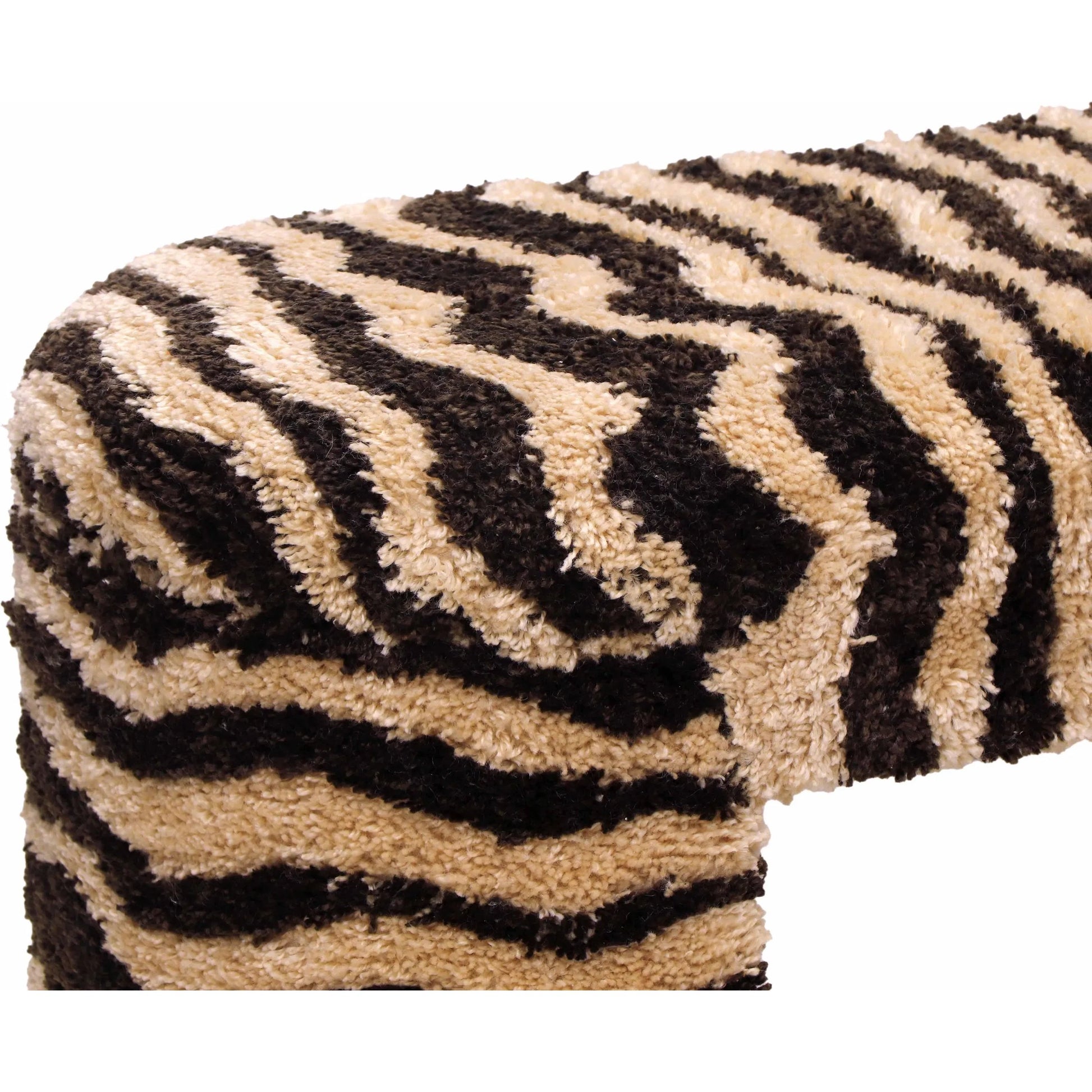 Zebra Striped Tufted Bench by TOV Furniture in brown. Made from cotton, polyester, wood in a unique style.