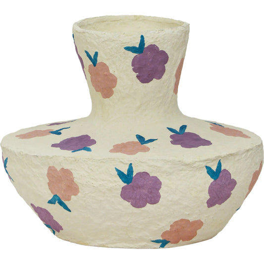Cotton Mache Vase in Spring Blossoms by TOV Furniture in spring blossoms. Made from cotton mache in a unique style.