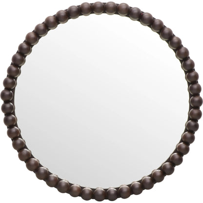 Baria Wooden Round Wall Mirror by TOV Furniture in white. Made from wood. glass, iron in a transitional style.