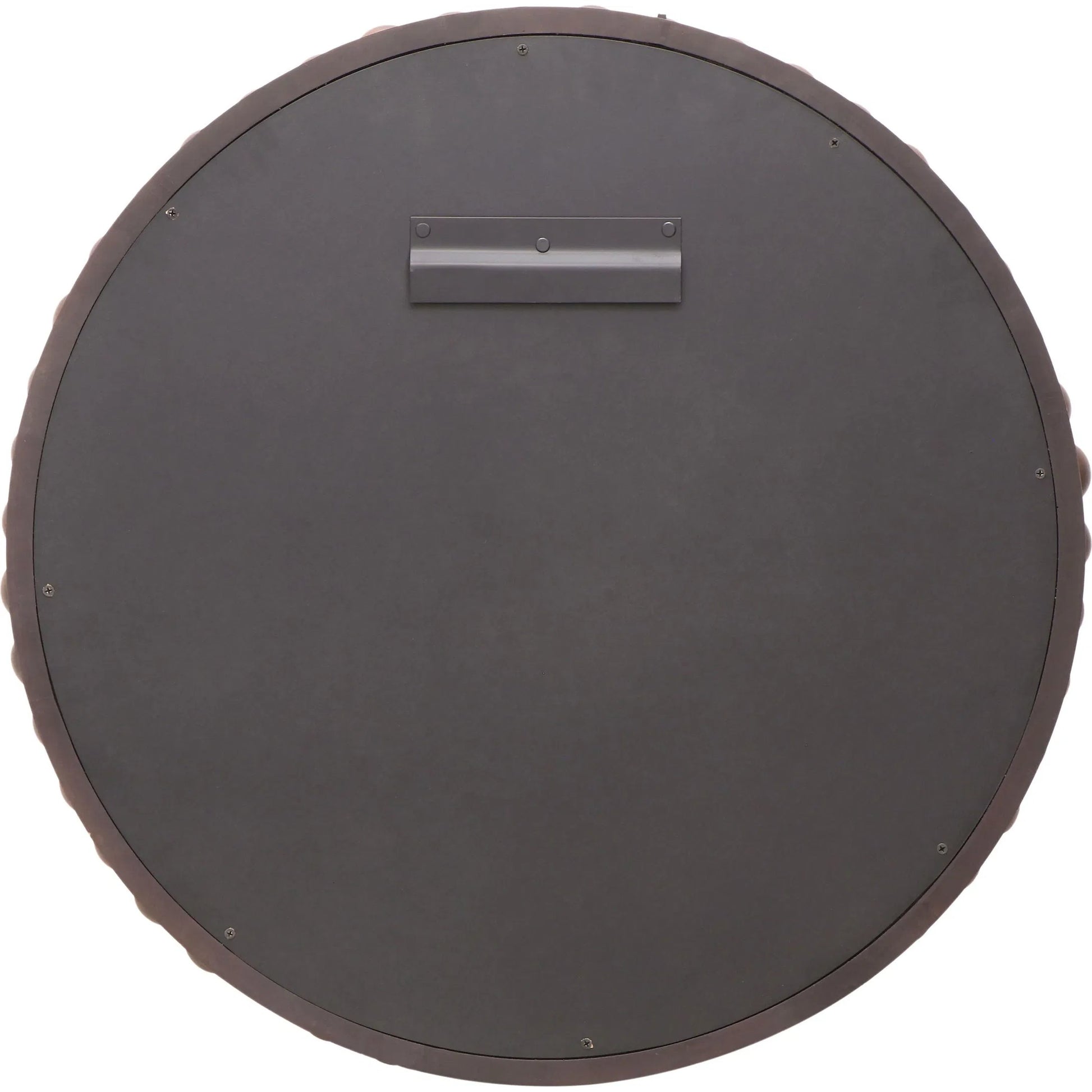 Baria Wooden Round Wall Mirror by TOV Furniture in white. Made from wood. glass, iron in a transitional style.