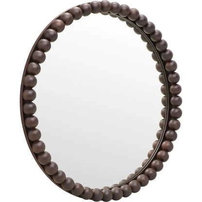 Baria Wooden Round Wall Mirror by TOV Furniture in white. Made from wood. glass, iron in a transitional style.