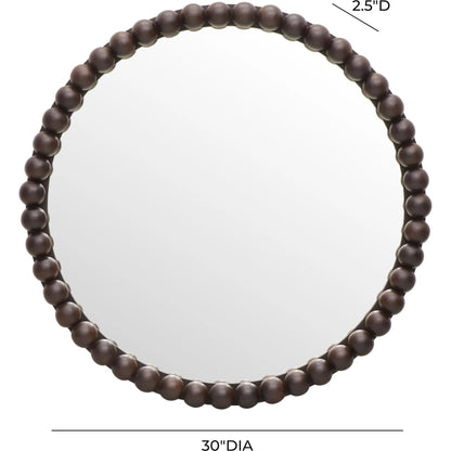 Baria Wooden Round Wall Mirror by TOV Furniture in white. Made from wood. glass, iron in a transitional style.