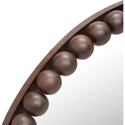 Baria Wooden Round Wall Mirror by TOV Furniture in white. Made from wood. glass, iron in a transitional style.