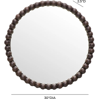 Baria Wooden Round Wall Mirror by TOV Furniture in white. Made from wood. glass, iron in a transitional style.