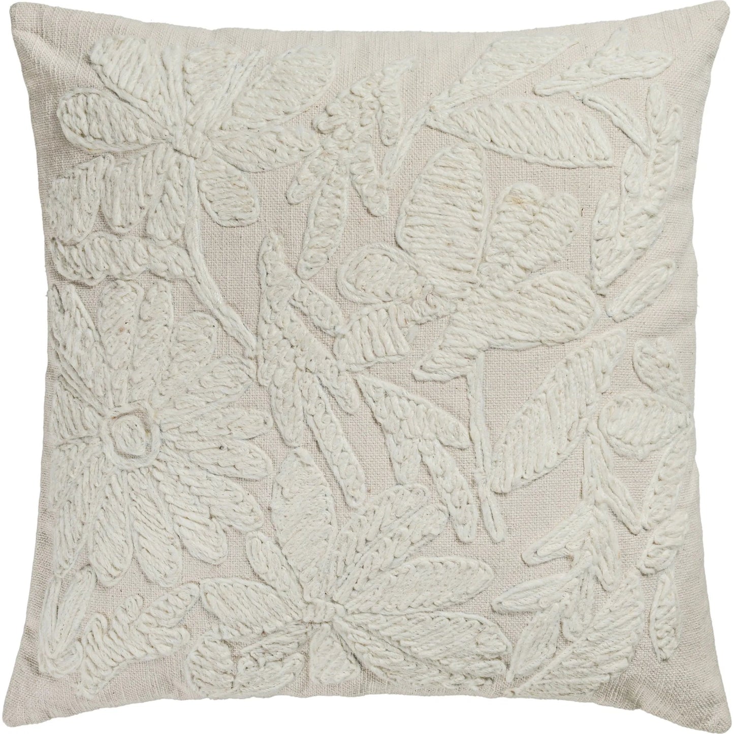 001 SI-2527452 | Primary Silo | Tabitha Square Embroidered Throw Pillow by TOV Furniture in cream. Made from cotton, wool in a unique style.