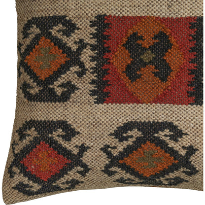 Terra Square Kilim Throw Pillow by TOV Furniture. Made from jute, wool in a unique style.