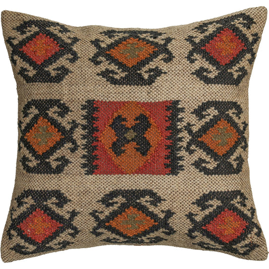 Terra Square Kilim Throw Pillow by TOV Furniture. Made from jute, wool in a unique style.