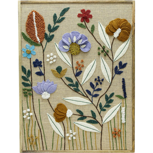 Muro "Sprout" Embroidered Wall Art by TOV Furniture in multi. Made from cotton, jute, mango wood, polyester in a unique style.