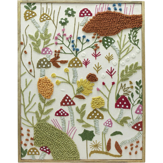 Muro "Forage" Embroidered Wall Art by TOV Furniture in multi. Made from cotton, jute, mango wood, polyester in a unique style.