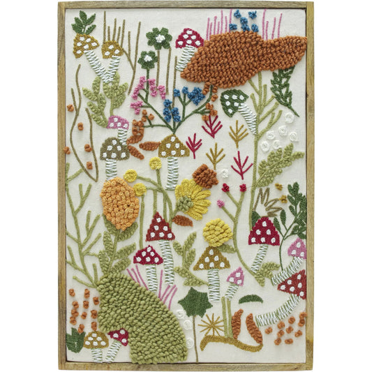 Muro "Forage" Embroidered Wall Art by TOV Furniture in multi. Made from cotton, jute, mango wood, polyester in a unique style.