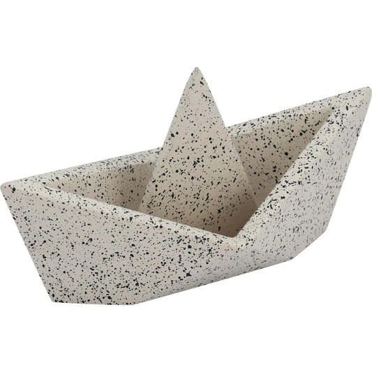 Gabby Speckled Sailboat Catchall by TOV Furniture in cream. Made from concrete in a unique style.