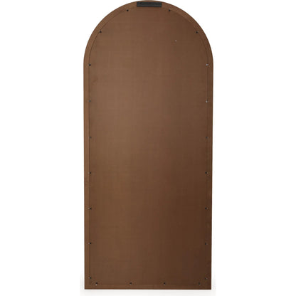 Arch Raffia Floor Mirror by TOV Furniture in natural. Made from fabric, glass, mdf, raffia in a unique style.