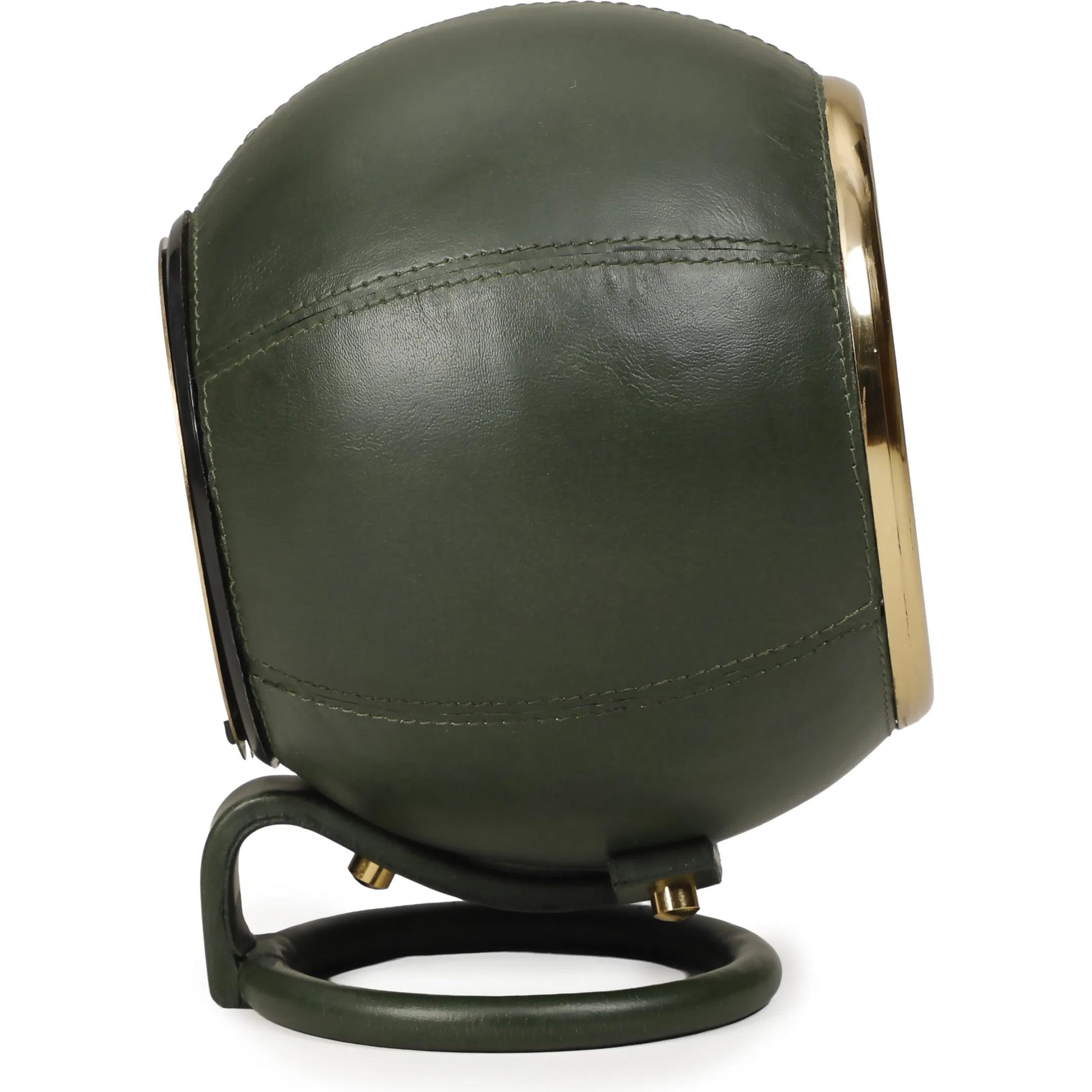 Draper Designer Standing Accent Clock by TOV Furniture in green. Made from metal, vegan leather in a unique style.