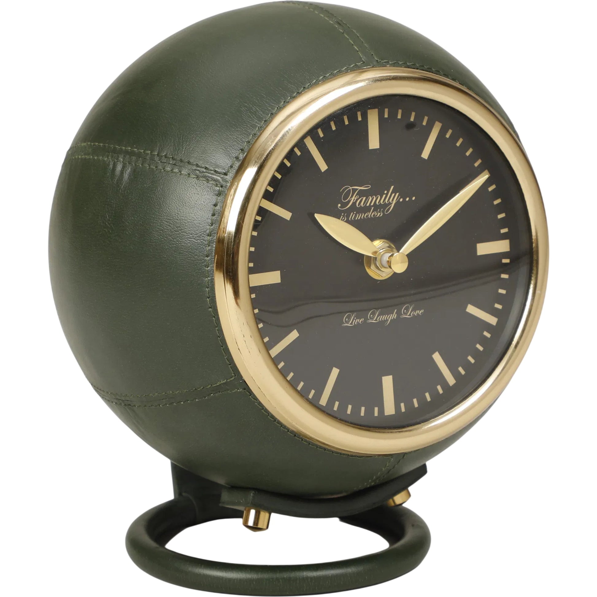 Draper Designer Standing Accent Clock by TOV Furniture in green. Made from metal, vegan leather in a unique style.