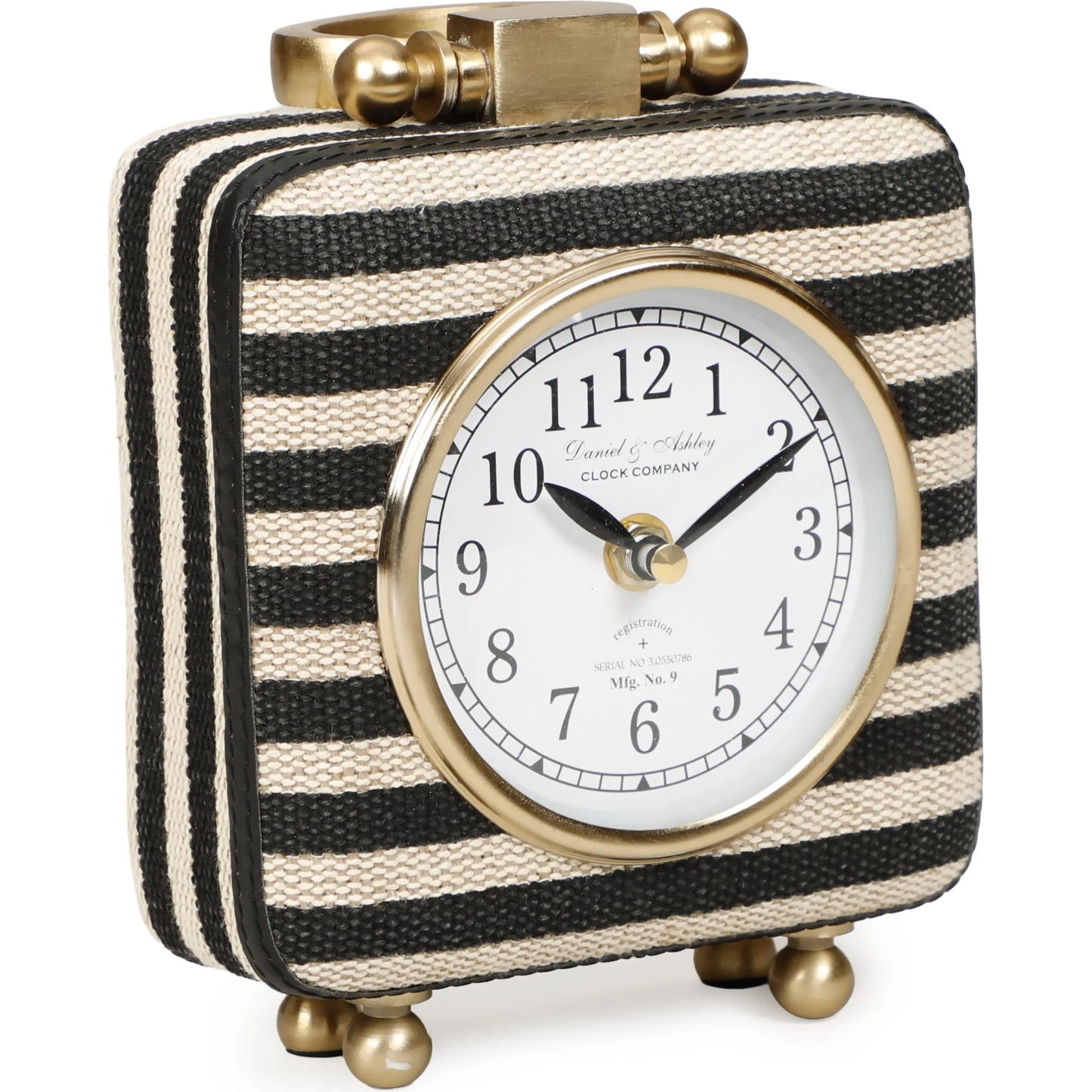 001 SI-2527438 | Additional Silo | Mona Black Striped Designer Standing Accent Clock by TOV Furniture in black stripes. Made from fabric, metal in a unique style.