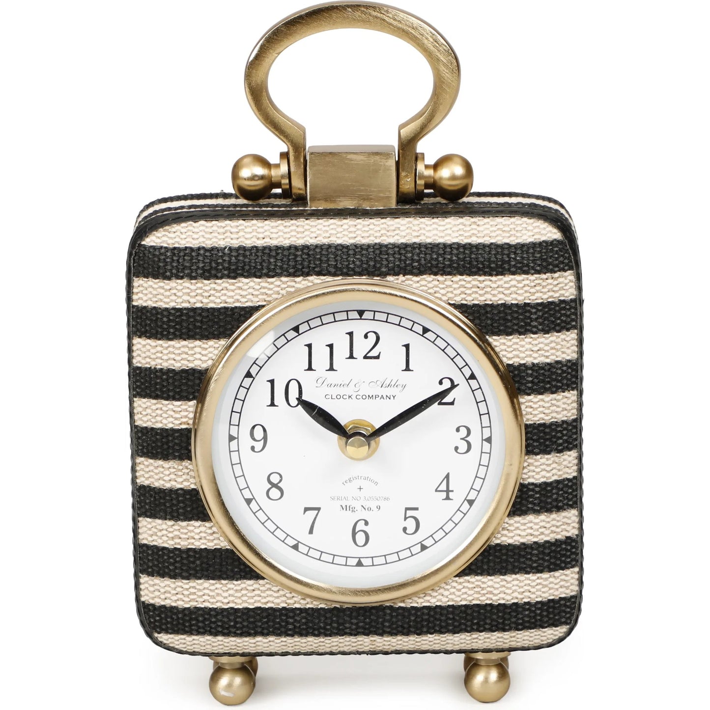 002 SI-2527438 | Additional Silo | Mona Black Striped Designer Standing Accent Clock by TOV Furniture in black stripes. Made from fabric, metal in a unique style.