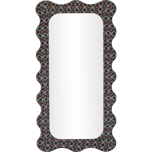 Charlene X Squiggle Wall Mirror by TOV Furniture. Made from glass, mango wood in a unique style.