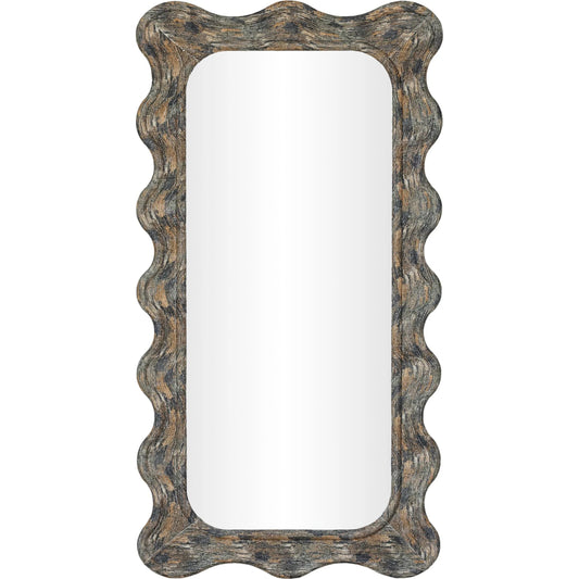 Charlene X Squiggle Wall Mirror by TOV Furniture. Made from glass, mango wood in a unique style.