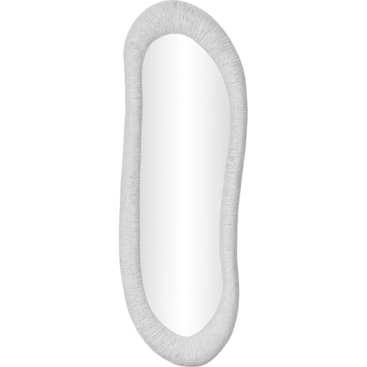 Orpheus X Ribbed Faux Stone Floor Mirror by TOV Furniture in light grey. Made from frp, glass in a unique style.