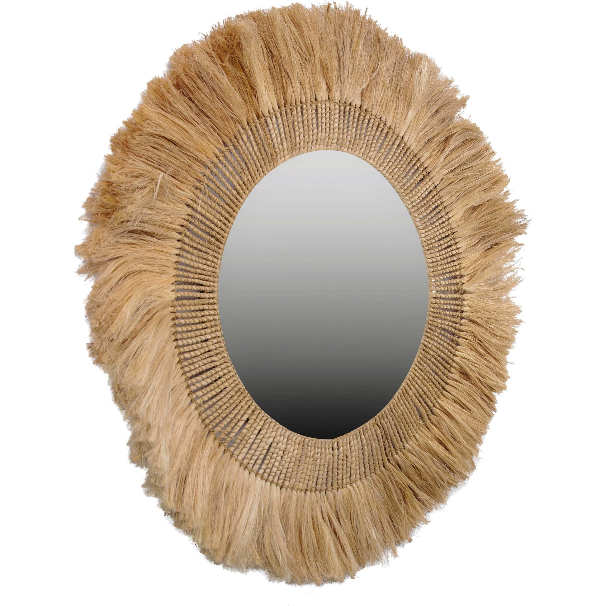 Karissa Mirror by TOV Furniture in natural. Made from abaca, iron in a eclectic & global style.