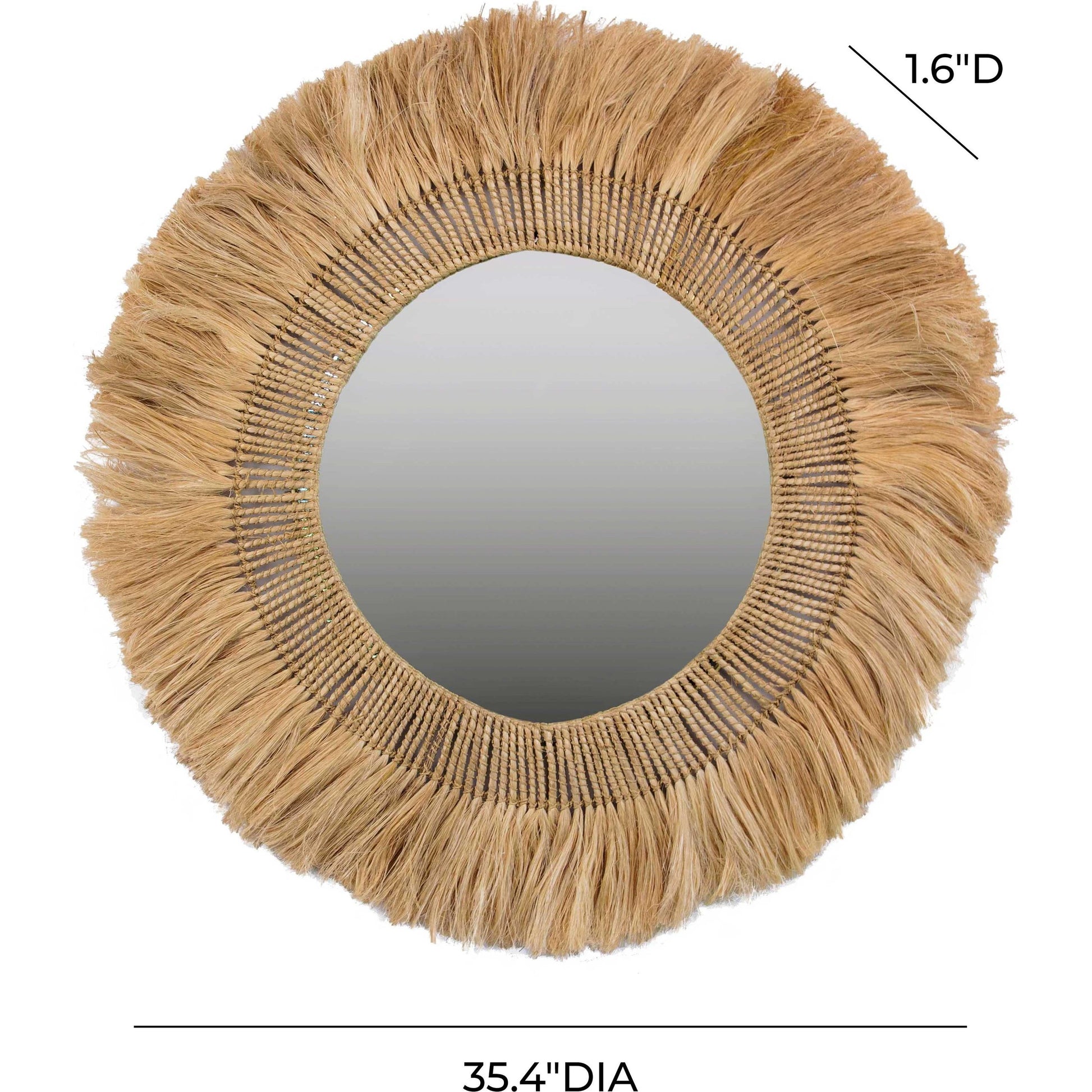 Karissa Mirror by TOV Furniture in natural. Made from abaca, iron in a eclectic & global style.