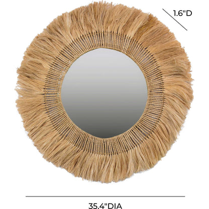 Karissa Mirror by TOV Furniture in natural. Made from abaca, iron in a eclectic & global style.