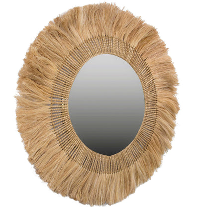 Karissa Mirror by TOV Furniture in natural. Made from abaca, iron in a eclectic & global style.