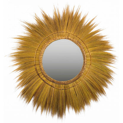Mettu Mirror by TOV Furniture in natural. Made from rayung grass, iron in a eclectic & global style.