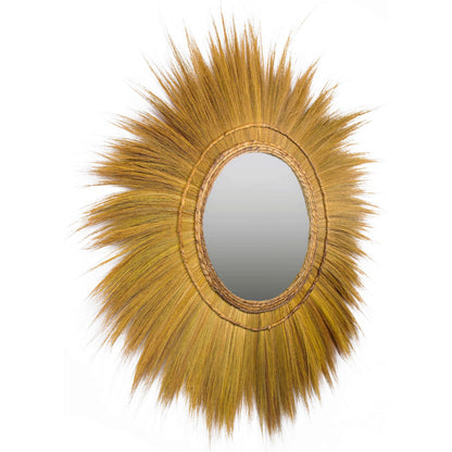 Mettu Mirror by TOV Furniture in natural. Made from rayung grass, iron in a eclectic & global style.