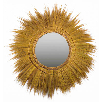 Mettu Mirror by TOV Furniture in natural. Made from rayung grass, iron in a eclectic & global style.