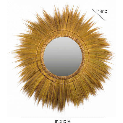 Mettu Mirror by TOV Furniture in natural. Made from rayung grass, iron in a eclectic & global style.
