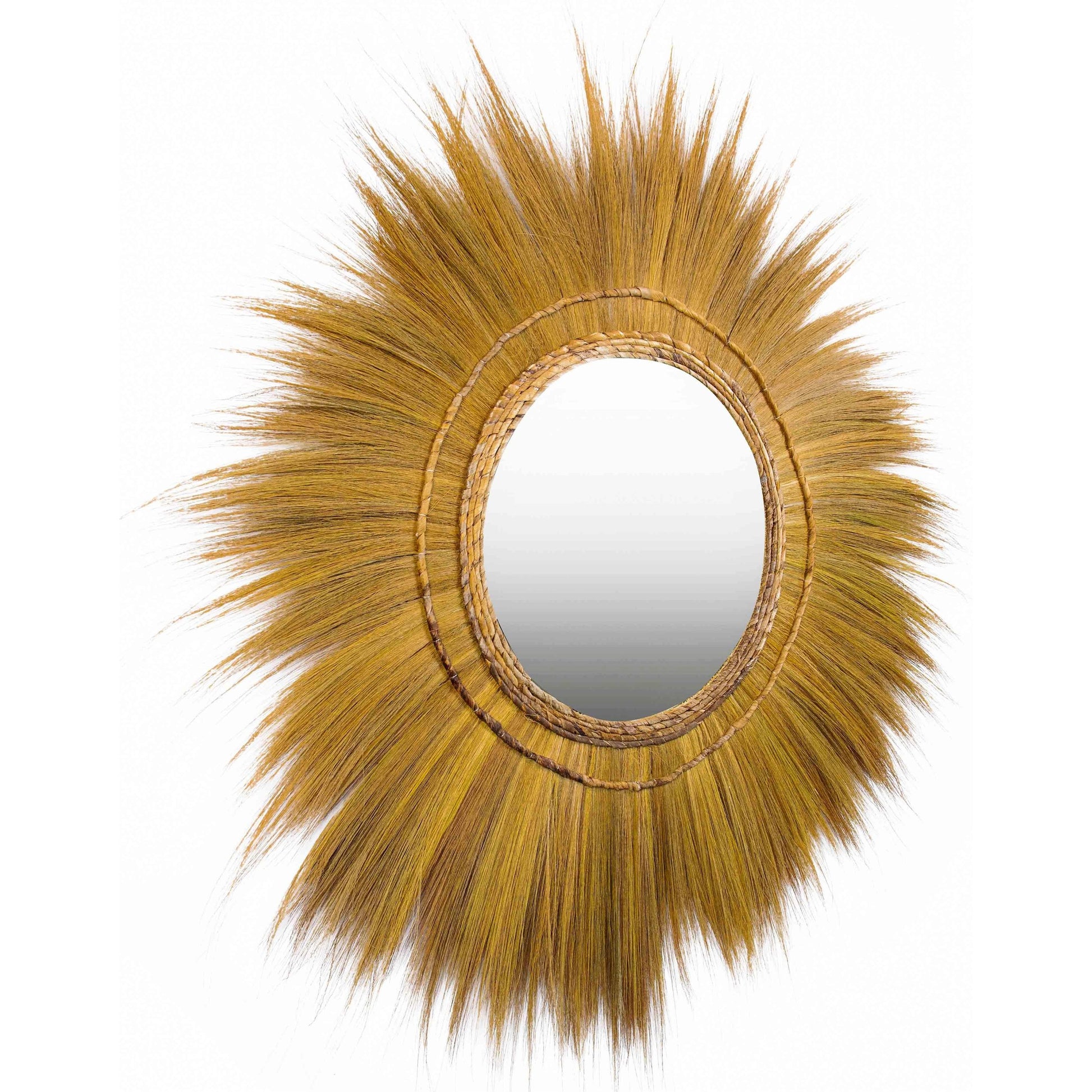 Mettu Mirror by TOV Furniture in natural. Made from rayung grass, iron in a eclectic & global style.