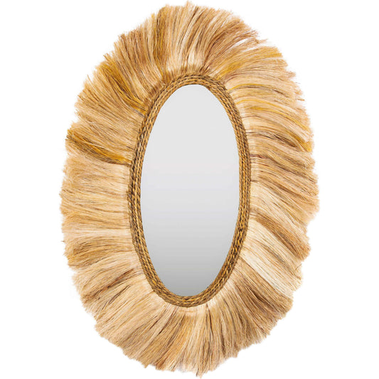 Tribal Mirror by TOV Furniture in natural. Made from abaca, particle board in a eclectic & global style.