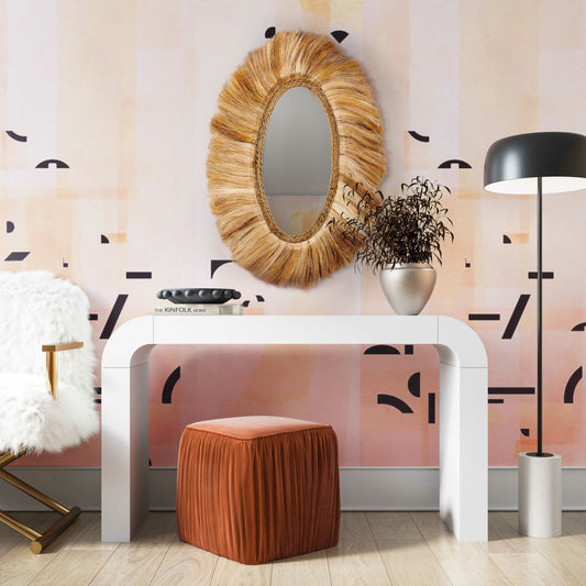 Tribal Mirror by TOV Furniture in natural. Made from abaca, particle board in a eclectic & global style.