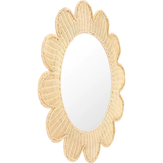 Coralie Round Wall Mirror by TOV Furniture. Made from glass, rattan in a rustic style.