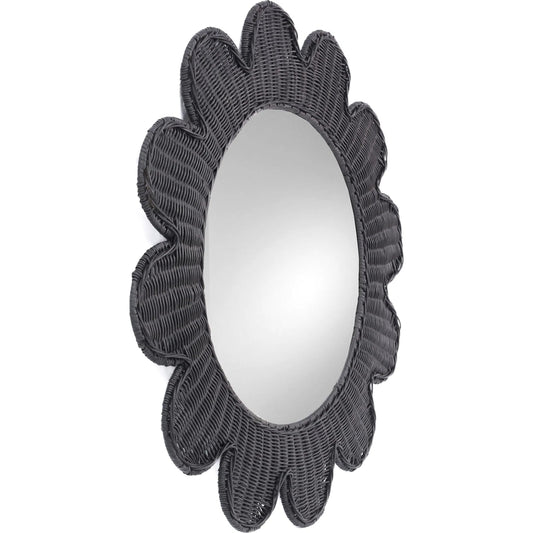 Coralie Round Wall Mirror by TOV Furniture. Made from glass, rattan in a rustic style.
