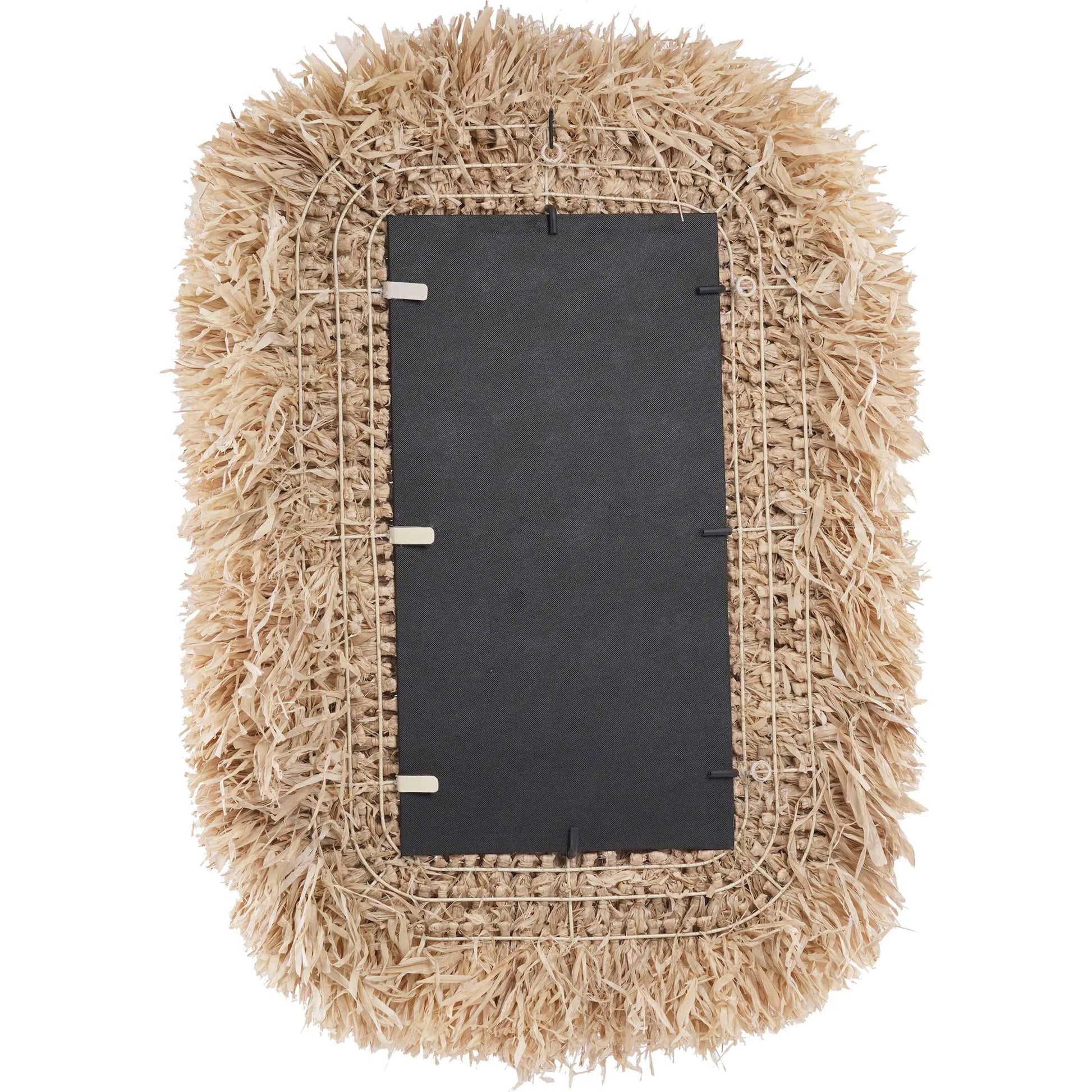 Palm Sisal Rectangular Wall Mirror by TOV Furniture in natural. Made from glass, sisal in a unique style.