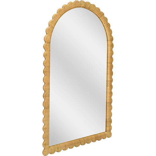 Bama Jumbo Rattan Arched Wall Mirror by TOV Furniture in natural. Made from glass, rattan in a unique style.